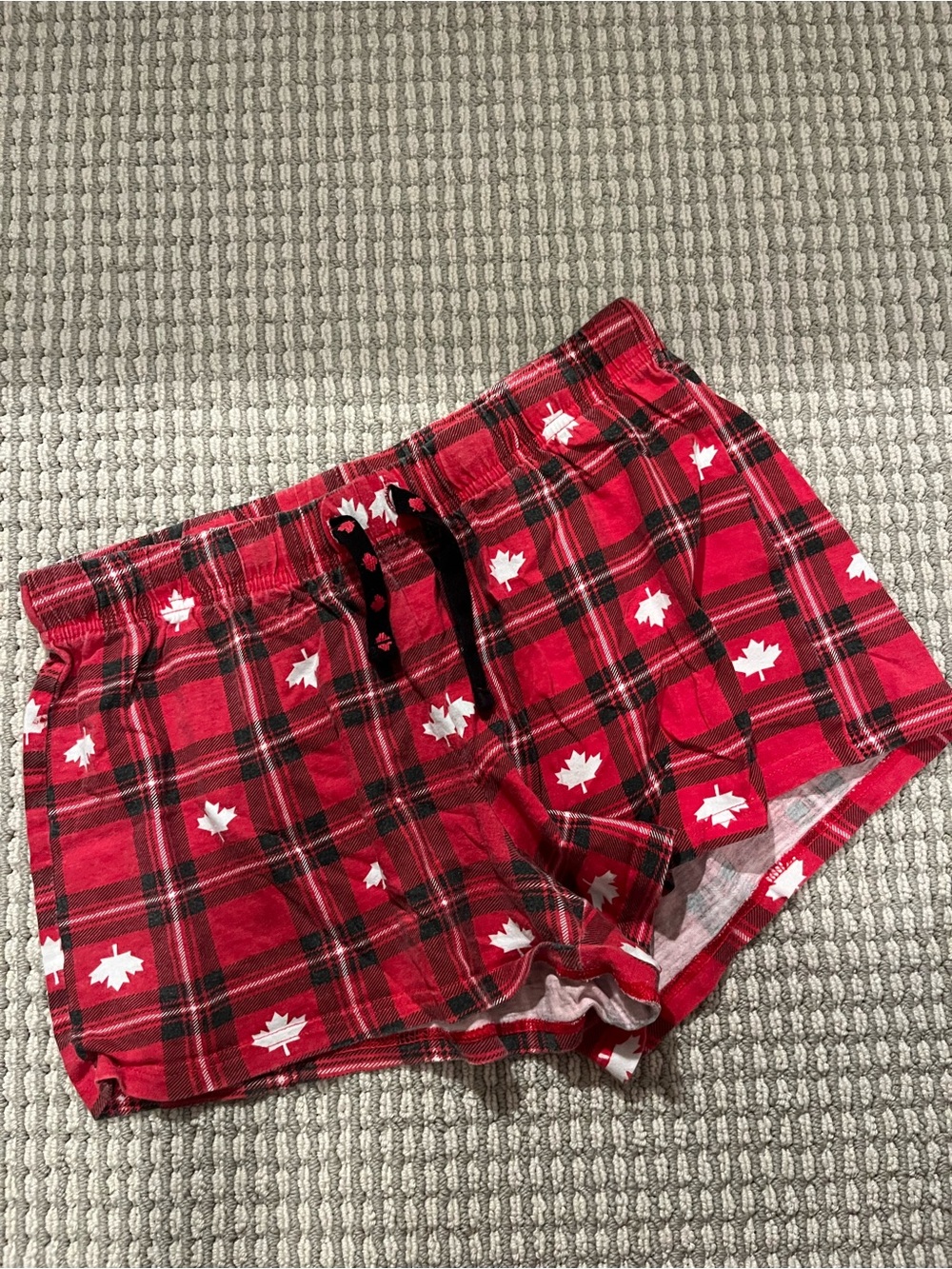 George Red Plaid Maple Leaf Lounge Shorts